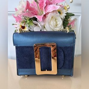 Italian Leather Blue Crossbody bag  by Monnaluna